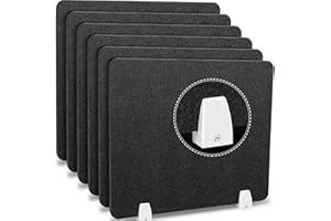 HENOYSO 6 Pcs Desk Divider Privacy Panel 20 x 24 Clamp-on Acoustic Freestanding Desktop Partition Dividers with Aluminum Guard Clamps for Office Student Sound Proof Reducing Noise Visual Distractions(Black)