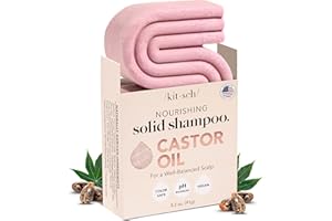 Kitsch Castor Oil Shampoo Bar Soap - Hydrating & Moisturizing Hair Care - Organic Castor Oil Solid Shampoo for Hair Growth & Scalp Nourishment - Silicone & Paraben-Free, Vegan, Made in USA - 3.2oz