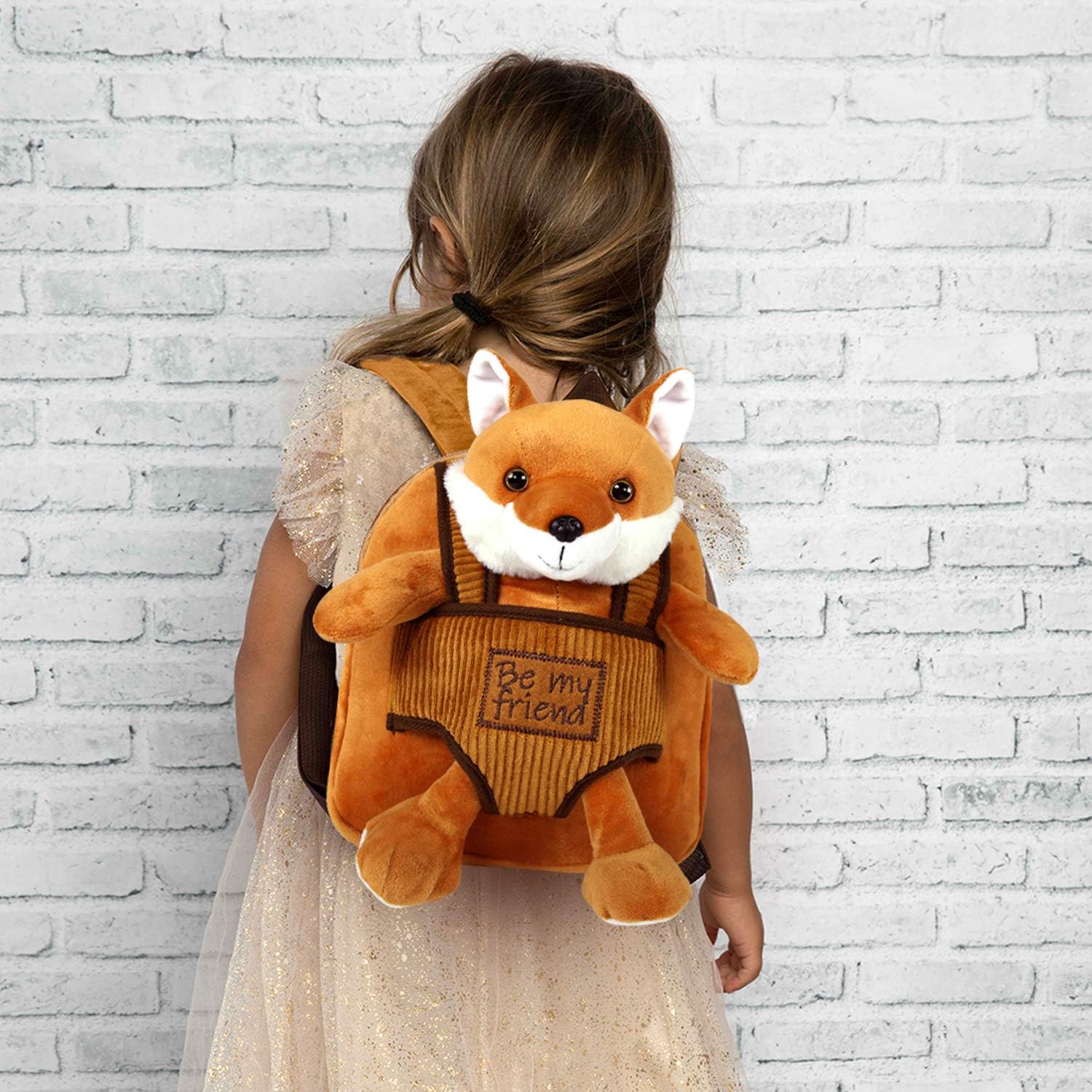PERLETTI Plush Fox Backpack for Toddler 3 4 5 Years, Children Small Daypack with Removable Soft Stuffed Animal - Image 5