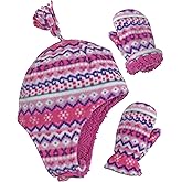 N'Ice Caps Toddler Baby Winter Hat Mitten Set - Kids Boys Girls Gloves Fleece Sherpa Lined