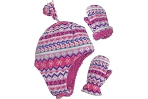 N'Ice Caps Toddler Baby Winter Hat Mitten Set - Kids Boys Girls Gloves Fleece Sherpa Lined