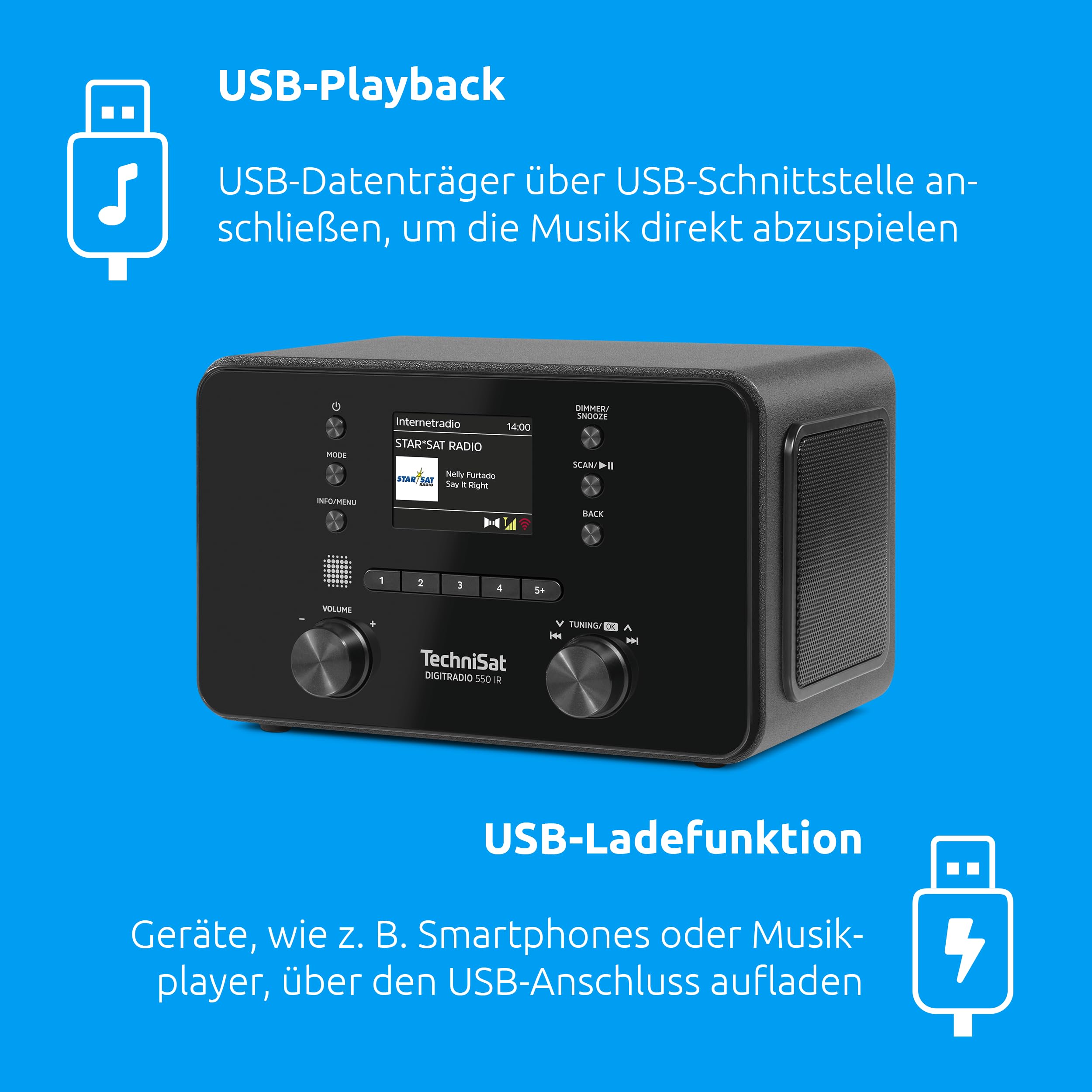 TechniSat DIGITRADIO 550 IR - Internetradio mit 10 Watt RMS Stereo-Sound (DAB+, UKW, WLAN, Bluetooth, Farbdisplay, Fernbedienung & App-Steuerung, Wecker-Funktion) 7
