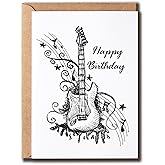 NALSDesigns Birthday Guitar Card - Music Birthday Card - Birthday Greeting Card - Brother Sister Card - Art Lovers Card - Happy Birthday Card
