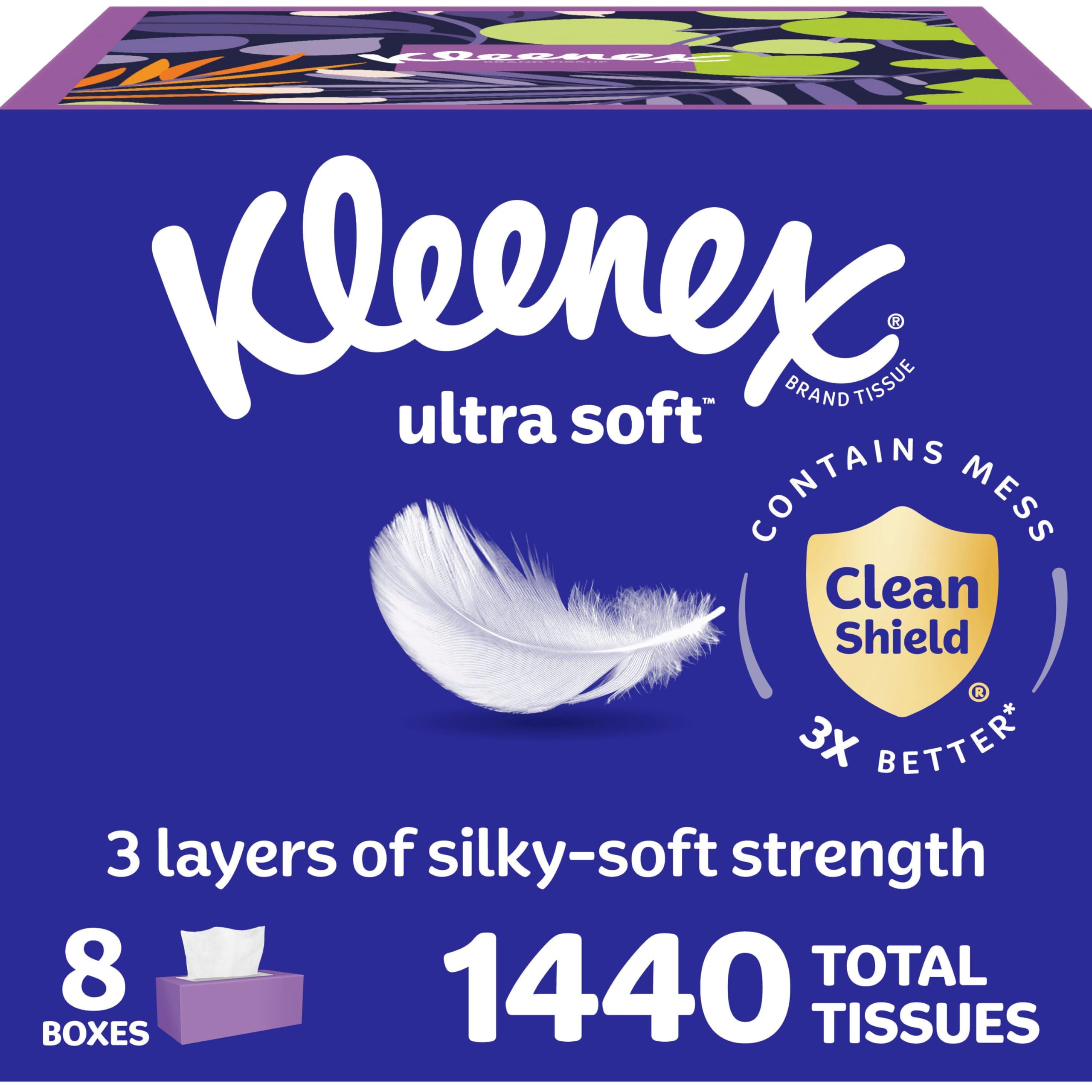 Photo 1 of Kleenex Ultra Soft Facial Tissues, 8 Flat Boxes, 180 Tissues per Box, 3-Ply, Packaging May Vary