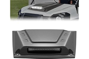 XATVXUTV Sport Hood Scoop with LED Spotlight for Kawasaki Mule Pro FXT, PP Material Carbon Fiber Pattern Front Hood Cover with Auxiliary Light for Kawasaki Mule Pro FXT DXT DX FX 2015-2025 Accessories