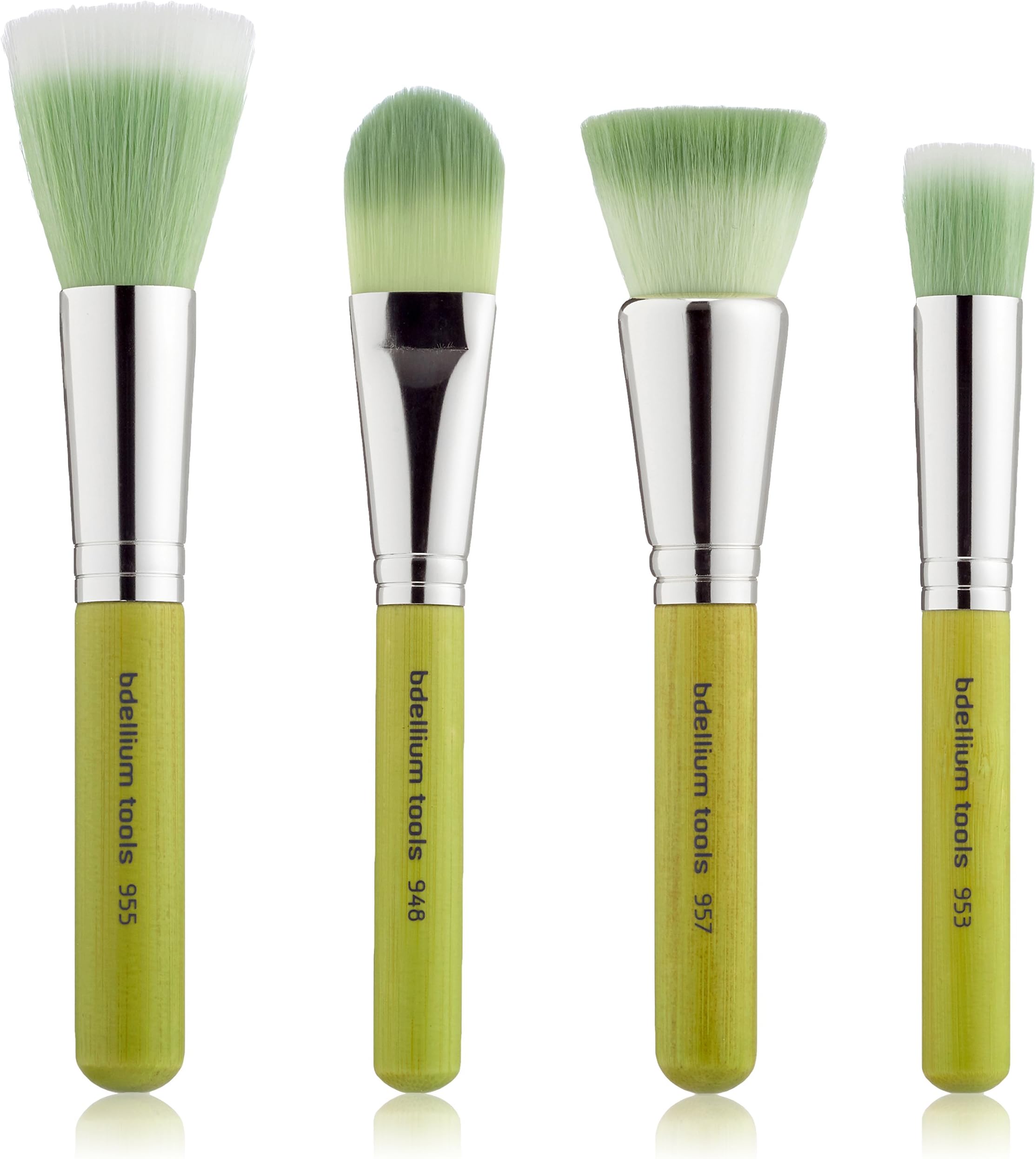 Bdellium Tools Professional Makeup Brush Green Bambu Series Foundation Brush Set Pack of 4