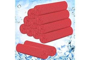 Hosuly 12 Pieces Cooling Towels for Hot Weather Soft Breathable Cold Towel Yoga Towels for Sweat, Sports, Workout, Fitness, Gym, Running, Travel Camping, 12 x 40 Inch (Red)