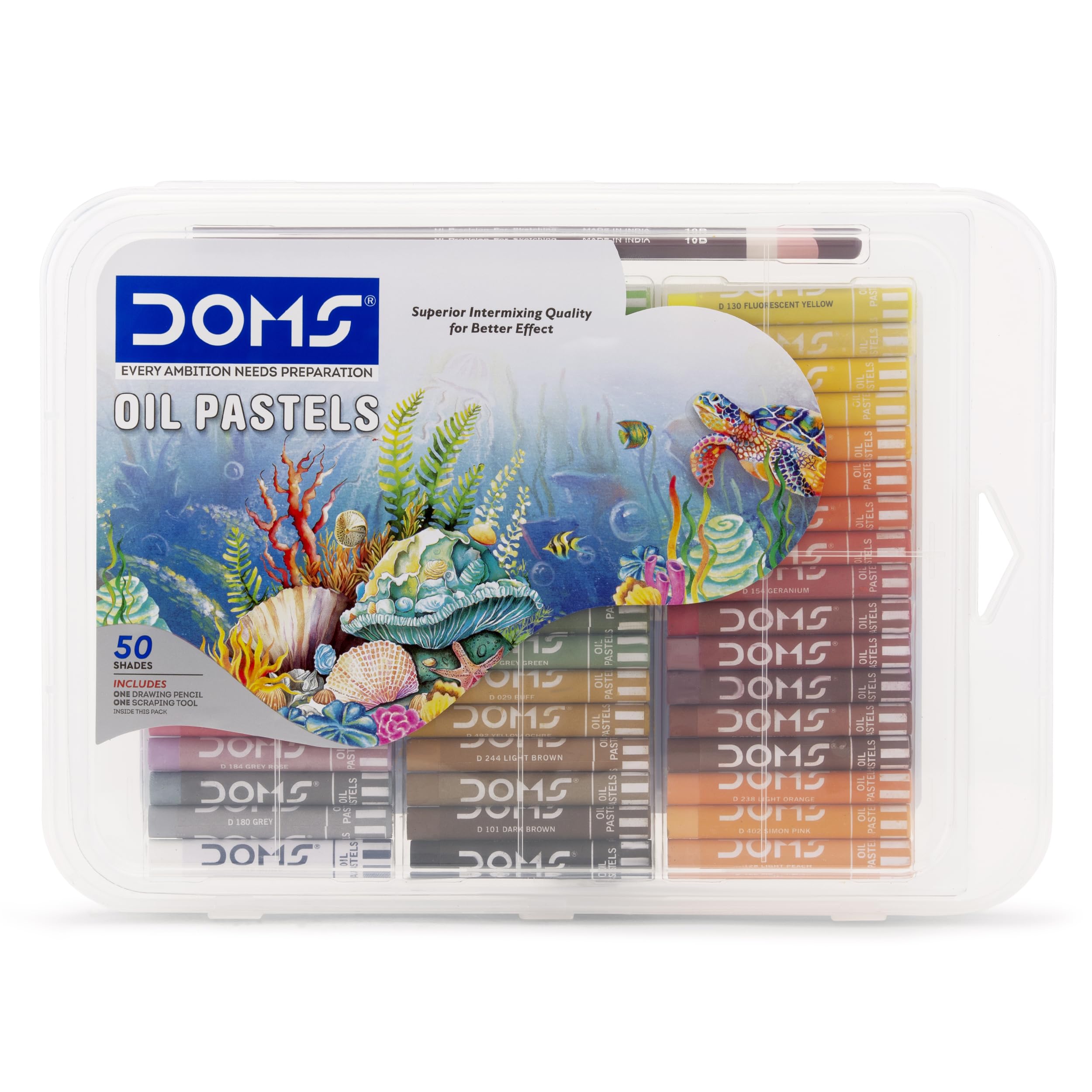 Doms 50 Assorted Colour Shades Oil Pastels - Rich Bright Smooth Even Shades