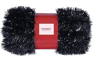 YYCRAFT 15 Yards (45 Feet) Commercial Length Thick Foil Tinsel Christmas Garland Classic Christmas Decorations (Black)