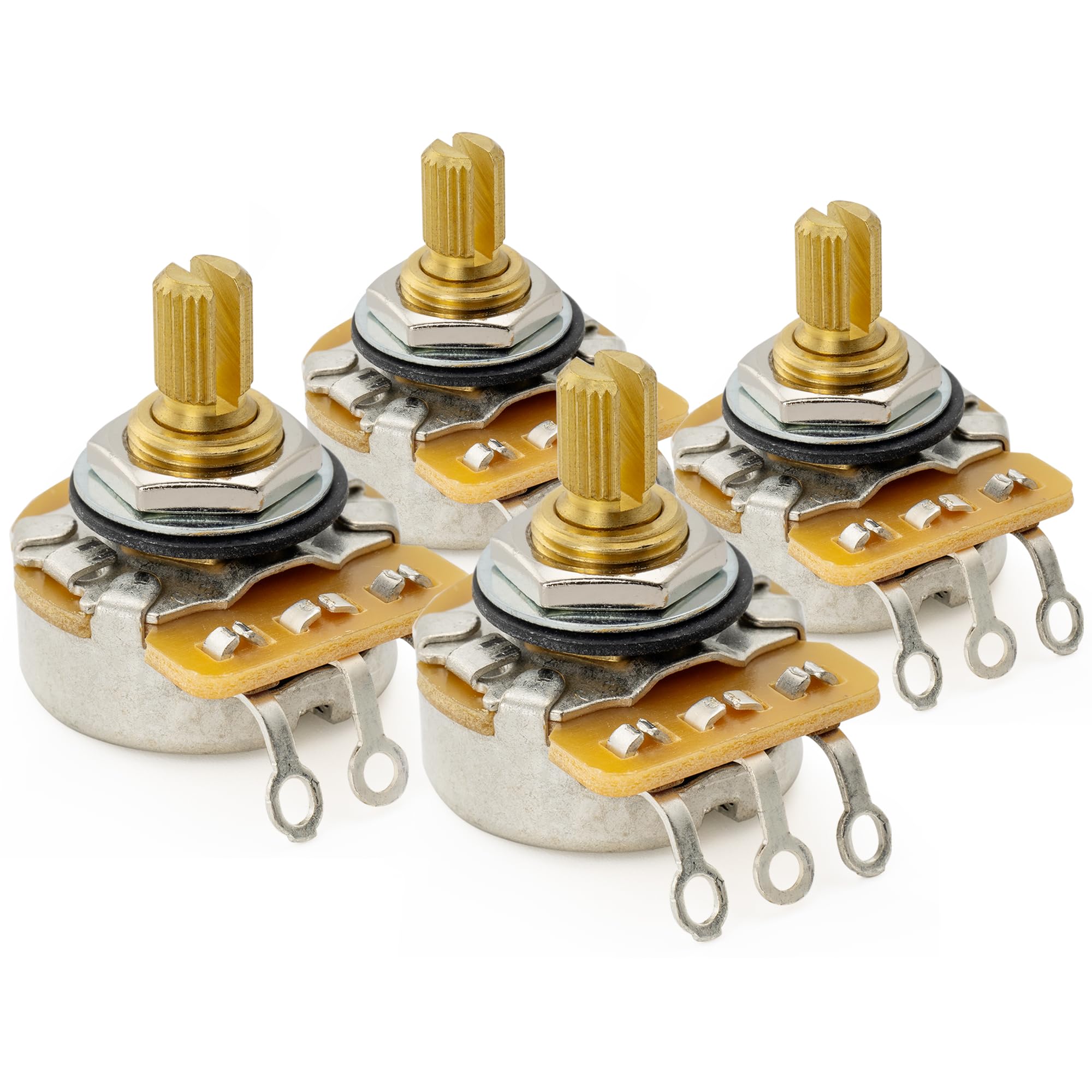CTS 450G A250K Pots Brass Short Split Shaft 1/4 Inch 10% Audio Taper Potentiometers for Electric Guitar Bass (Set of 4) โ image 1