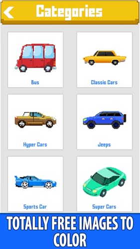 cars pixel art paint by number sandbox coloring pages amazon com appstore for android
