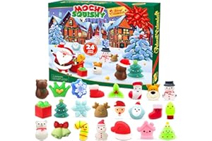 SURCVIO Christmas Advent Calendar 2025 with 24 Mochi Squishy Assorted Toys, 24 Days Countdown Calendar for Kids, Xmas Stocking Stuffers Gifts for Boys Girls Christmas Party Favor
