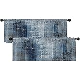 Emvency 2 Pack Valances Window Treatments, Blue Abstract Modern Art Blackout Drapes Adjustable Curtain for Windows Living Room Kitchen Over Sink, 18x52 Inch Rod Pocket Valances