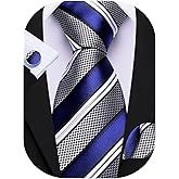 Barry.Wang Mens Tie Set Plaid Check Neckties Formal Business Wedding Luxury Pocket Square Cufflinks