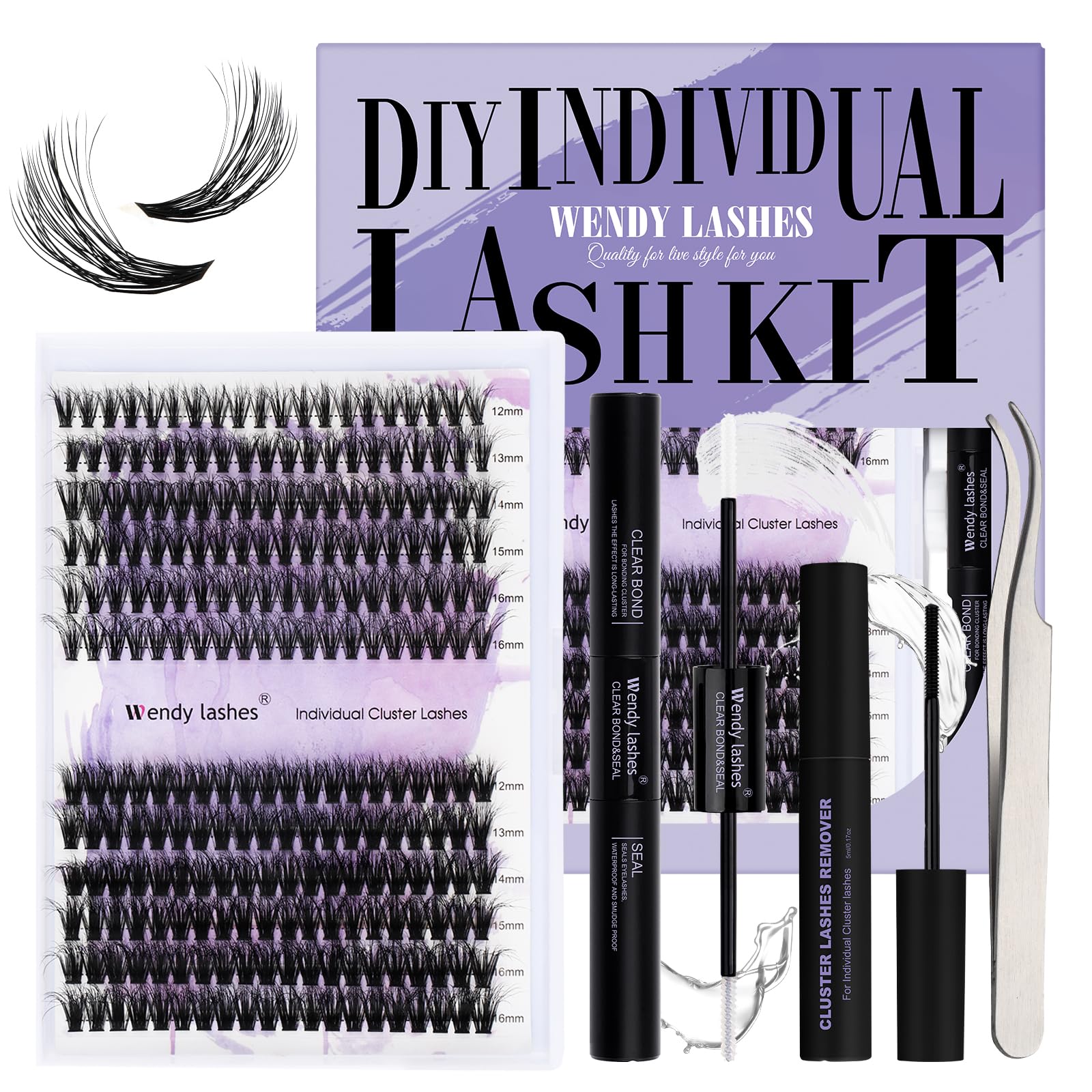 Individual Lashes Kit D Curl 3D Effect Clusters Lash Kit 0.07mm 40D+50D 12-16mm Mix DIY Lash Extension Kit Soft and Wispy Cluster Eyelash Extensions Set3D-40D/50D-D-Lash Kit) — image 1