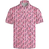 Qoekrfu Mens Golf Polo Shirts Funny Hawaiian Golf Short Sleeve Print Shirts Quick-Dry Fit Performance Polo Shirts for Men