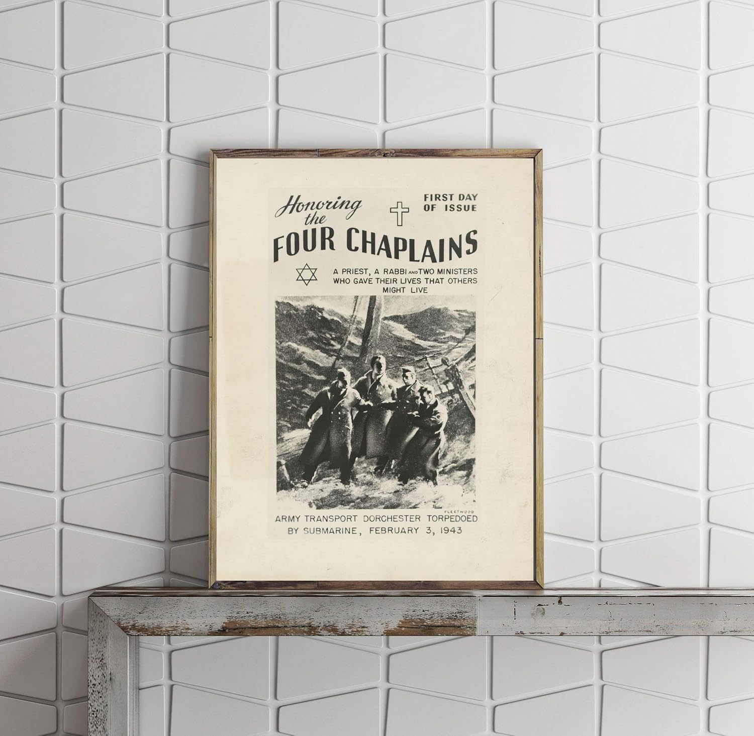 Photographs - INFINITE PHOTOGRAPHS Photo: Honoring The Four Chaplains | 1948 | 4 Clergymen | torpedoed Dorchester Sinks | Gift Idea