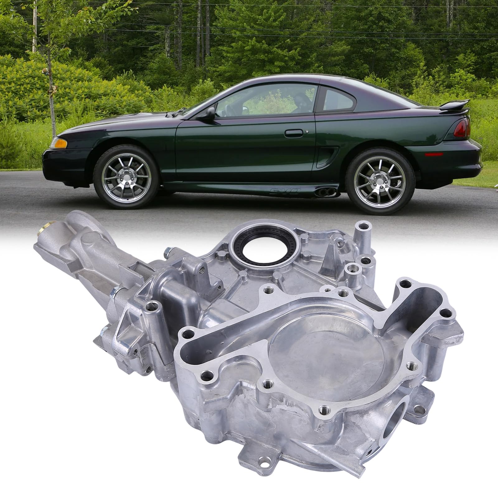 Photo 1 of Dfuorty Timing Cover with Oil Pump Compatible for Ford 1997-2003/Cougar 1996-1997 6-232 3.8L/ Mustang 1996-2004 Metal Timing Cover Replaces TC232EN Timing Cover with Oil Pump