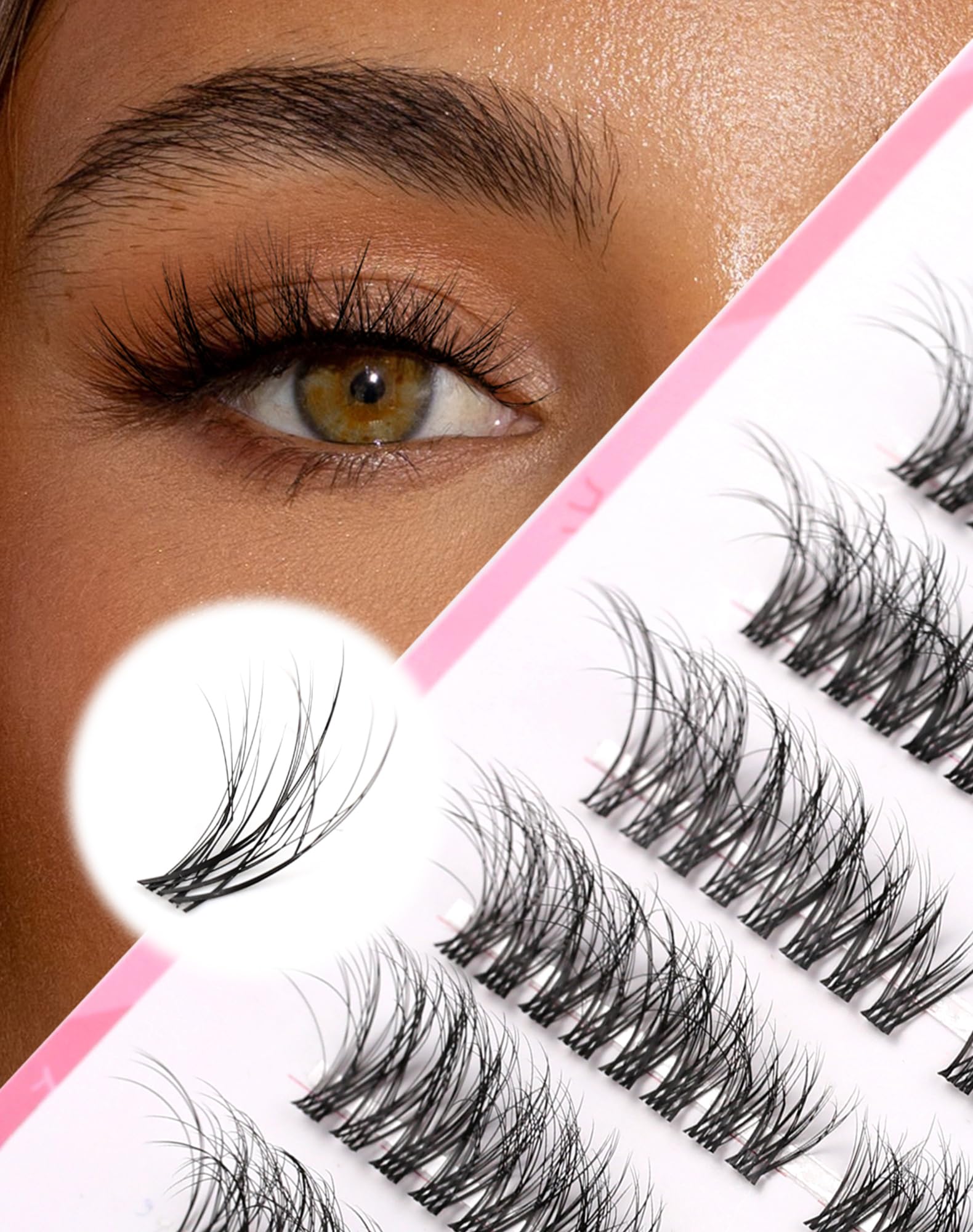 Cat Eye Cluster Lashes Wispy D Curl Eyelash Extensions Mink Volume Lashes Clusters DIY Fluffy Eyelash Clusters at Home Natural Individual Lashes 7 Pairs — image 1