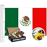 G128 Mexico Mexican Flag | 6x10 Ft | Double ToughWeave Series Double Sided Embroidered 210D Polyester | Country Flag, Embroidered Design, Indoor/Outdoor, Brass Grommets, Heavy Duty, 2-ply