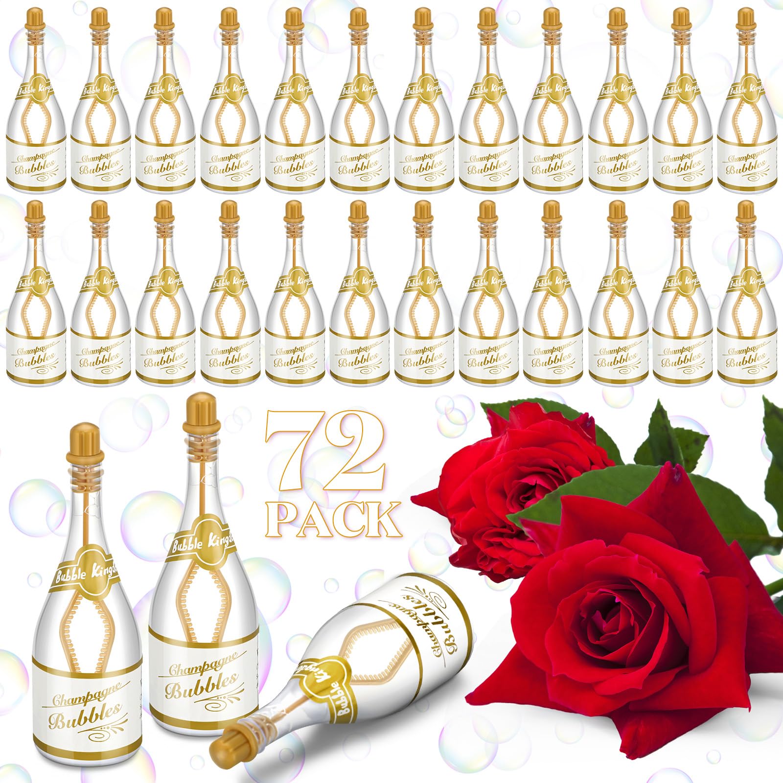 Photo 1 of Shappy 72 Pcs Wedding Bubble Bulk Wedding Party Favors Bubble Wand for Guests Send Off with Stickers for Bridal Shower Anniversaries Celebration Goody Bag Stuffers Filler (Champagne)