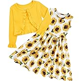 Toddler Girl Sleeveless Dresses and Long Sleeve Ruffle Cardigan 2 Piece Fall Outfits for 2-8T
