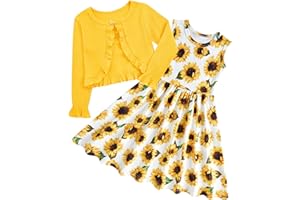 GOODSTOWORLD Toddler Girl Sleeveless Dresses and Long Sleeve Ruffle Cardigan 2 Piece Fall Outfits for 2-8T