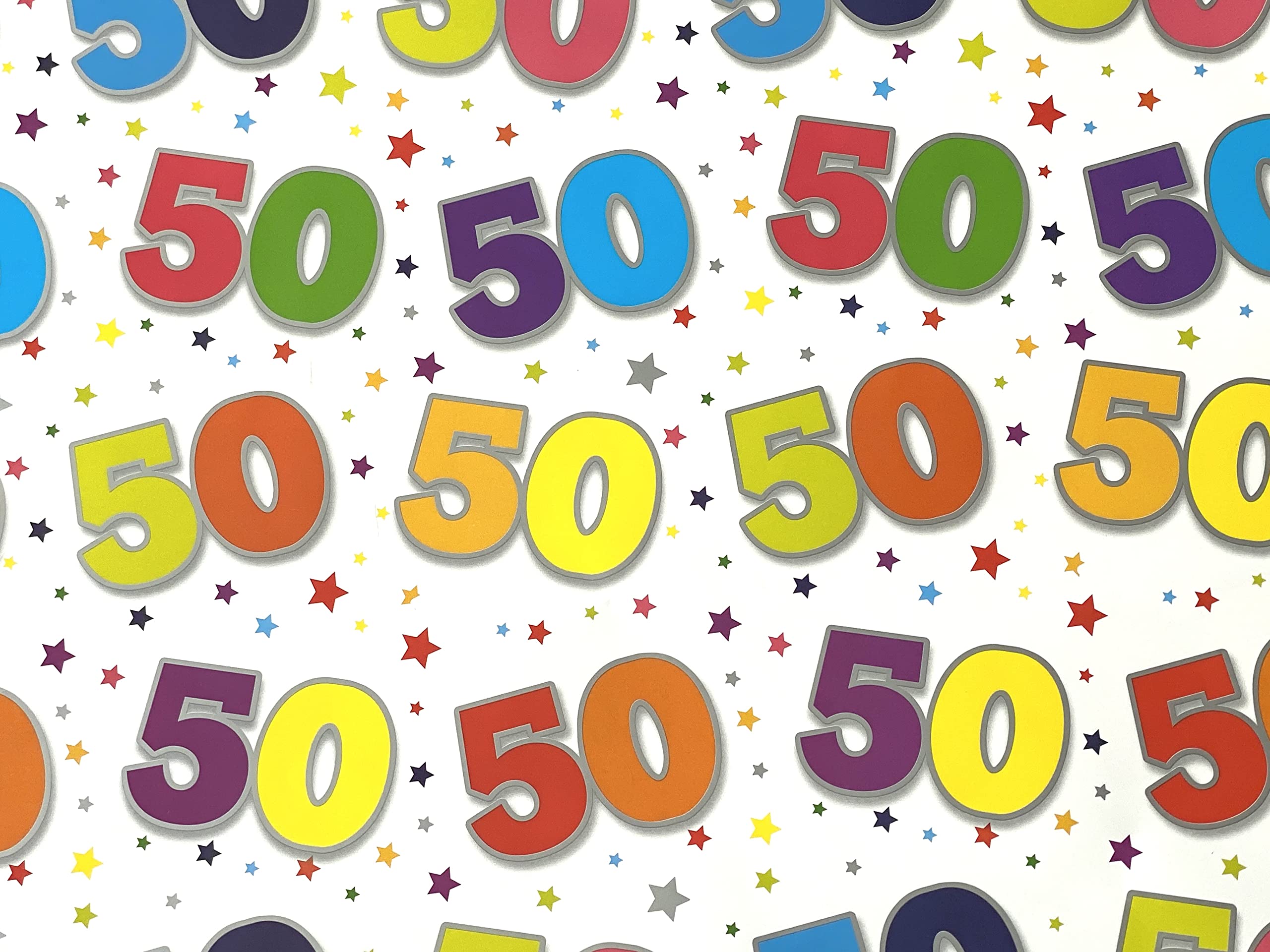 BIRTHDAY WRAPPING PAPER - 2 SHEETS OF GIFT WRAP & ONE TAG - 50th BIRTHDAY - SE2611