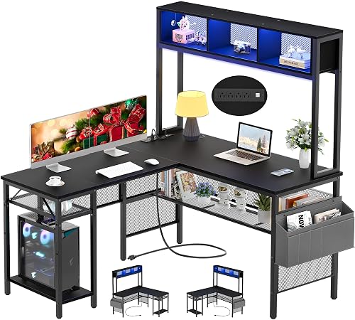 Computer Desk Bahrain Unikito Computer Desk with LED Strip and Power Outlets, Reversible ...
