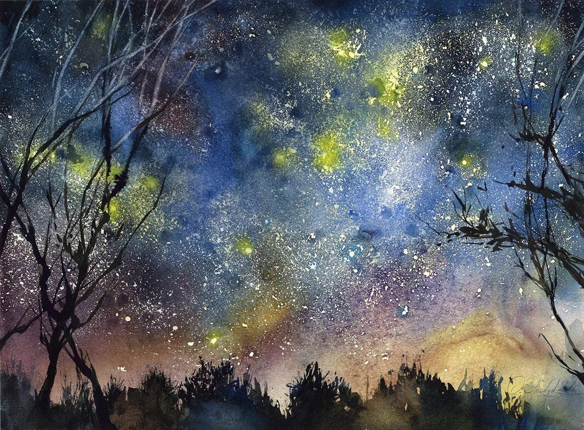 Amazon Com Starry Night Sky Art Print Of Watercolor Painting Fine Art Handmade Amazon Com Starry Night Sky Art Print Of Watercolor Painting Fine Art Handmade