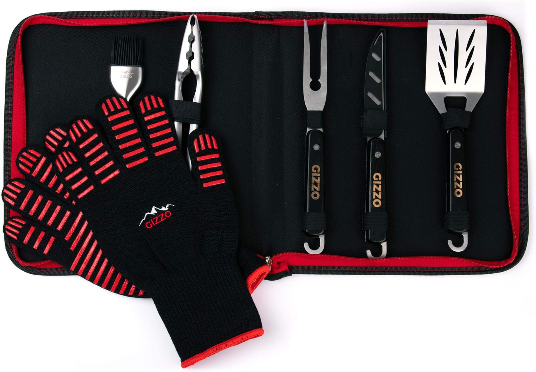 Gizzo Grill 5X BBQ Tools Set with Barbecue Gloves