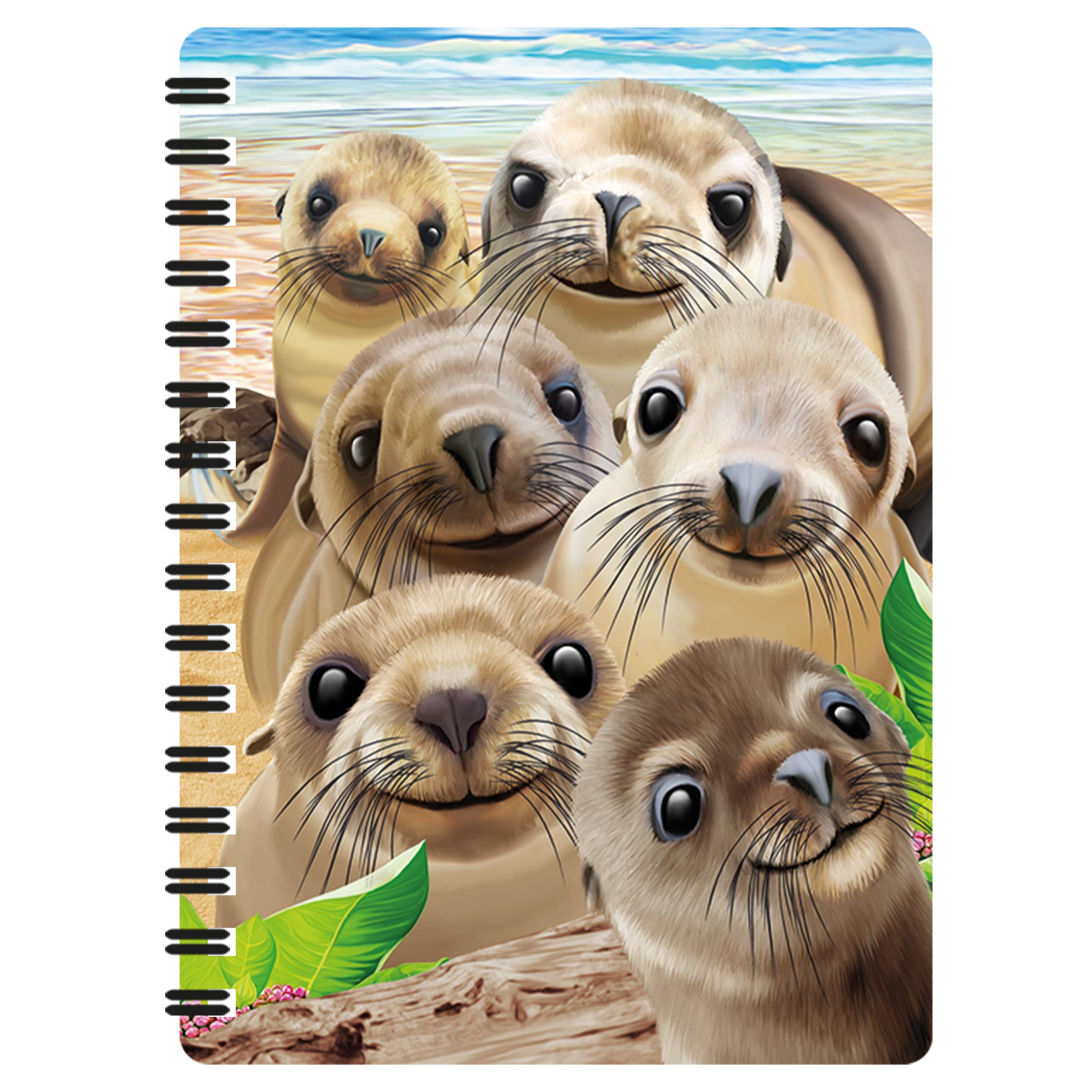 3D LiveLife Jotter - Sea Lion Snap from Deluxebase. Spiral Bound A6 Notebook with 80 Plain Recycled Pages. Pocket Sized Animal Notepad, Journal or Drawing Book with Ocean Cover