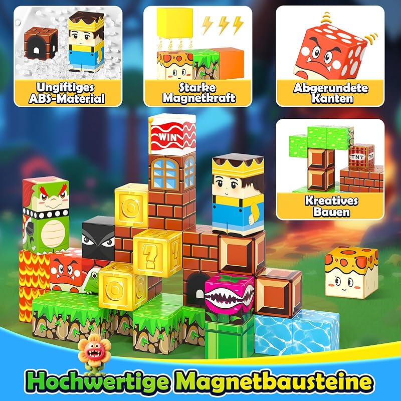 Magnetische Bausteine Reisespielzeug mit Metalldose ab 3 Jahren