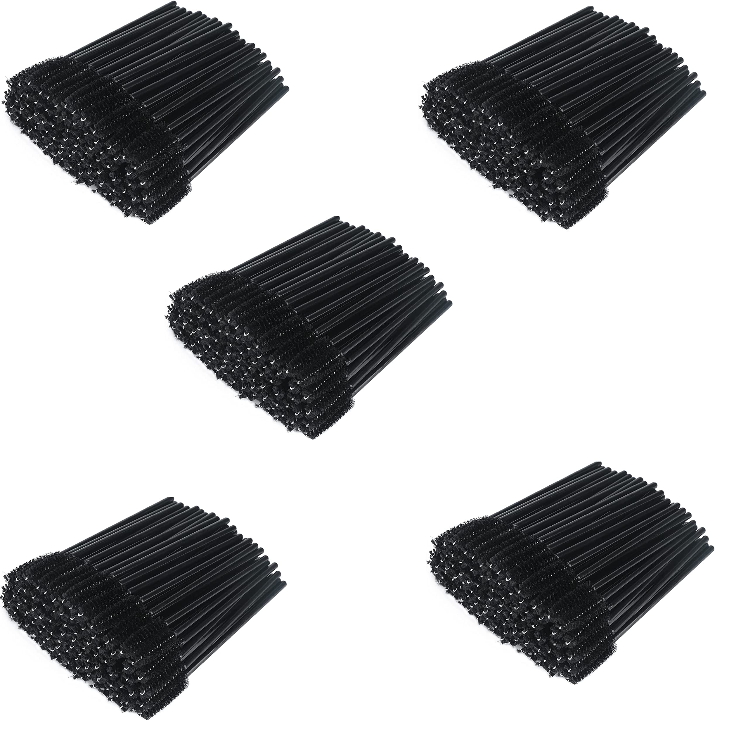 Mascara Wands Bulk Disposable Eyelash Eye Brow Brushes Applicator Spoolie Applicator Lash Extensions Makeup Black Silver Pink Red Tool Set (BLACK, 500) — image 1