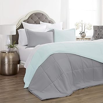 Amazon Com Jacler 3 Piece Reversible Comforter Set Aqua Light