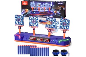 Lehoo Castle Target for Nerf Guns, Electronic Scoring Target for Kids Shooting Practice, Auto Reset Digital Target with LED L