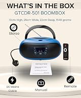 Grouptronics GTCDR-501 Small Portable CD Player with Speakers FM USB AUX IR view 8