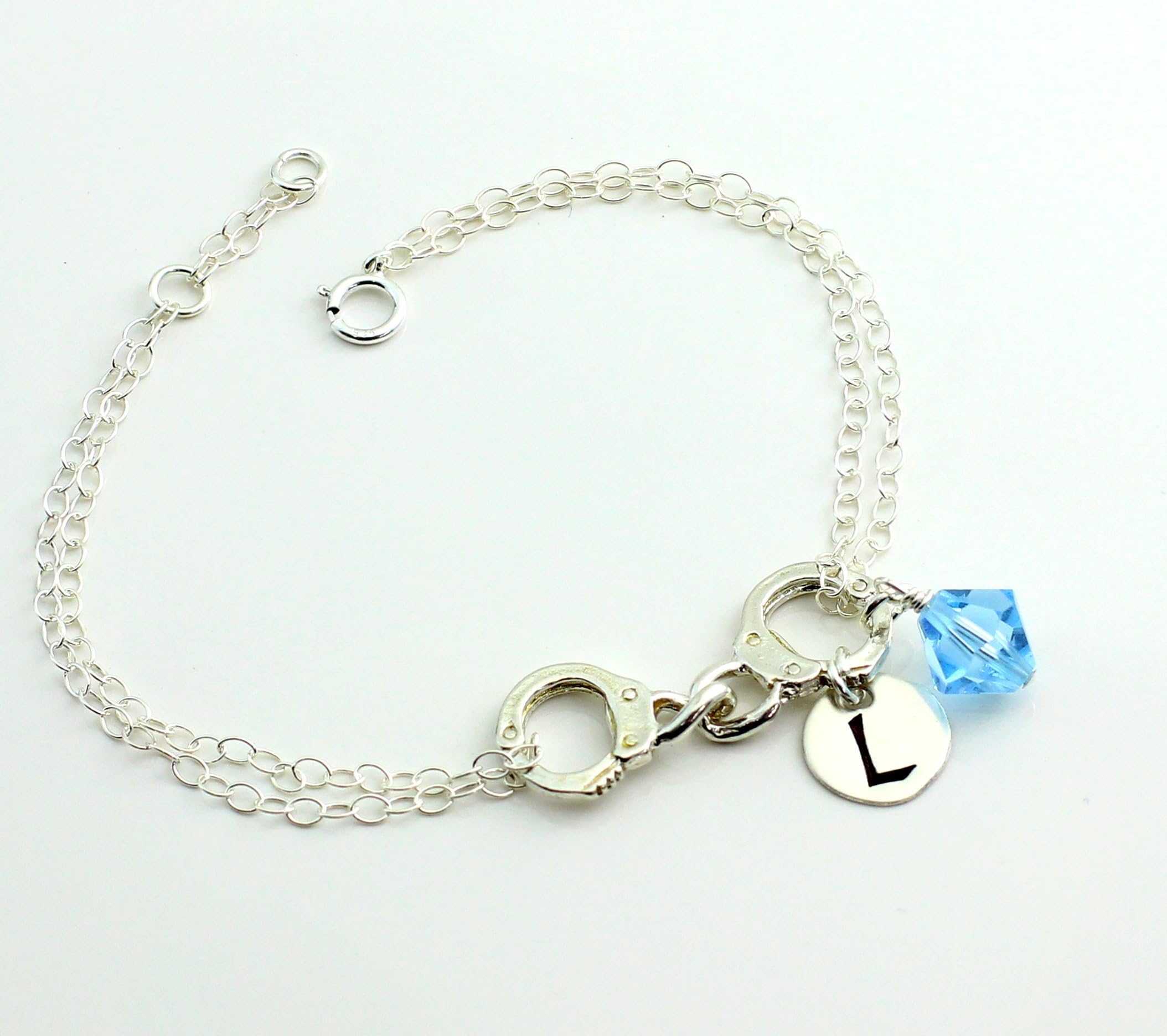 Personalized sterling silver hand cuff / partners in crime bracelet.