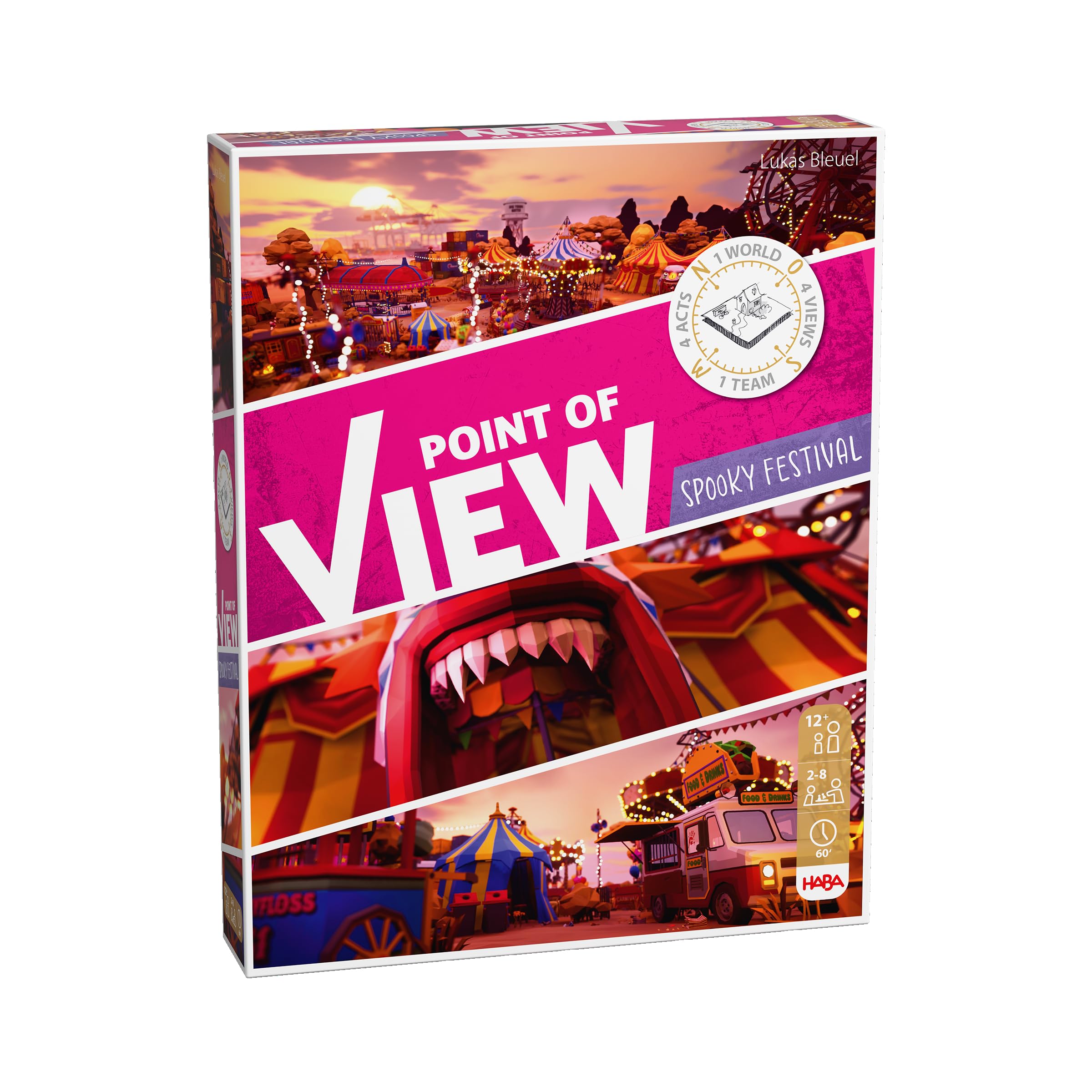 HABA Point of View: Spooky Festival – Kooperatives Rätsel- & Detektivspiel für 2–8 Spieler ab 12 Jahren – Teamspiel mit innovativer Perspektivwechsel-Mechanik – 2011787001