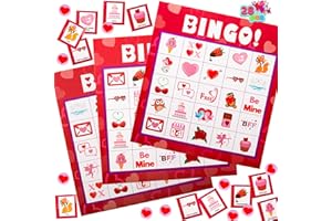 JOYIN Valentines Day Bingo Game Cards (5x5) – 28 Players for Kids Party Gift, School Classroom Love Supplies, Family Entertainment Activities