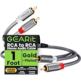 GEARit RCA Cables 1ft OFC, RCA Cables Car Audio with Dual Shielding &amp; Gold-Plated Connectors, RCA Cable for Subwoofer Cable, Hi-Fi System, Amplifier, Active Speakers, Gaming Consoles