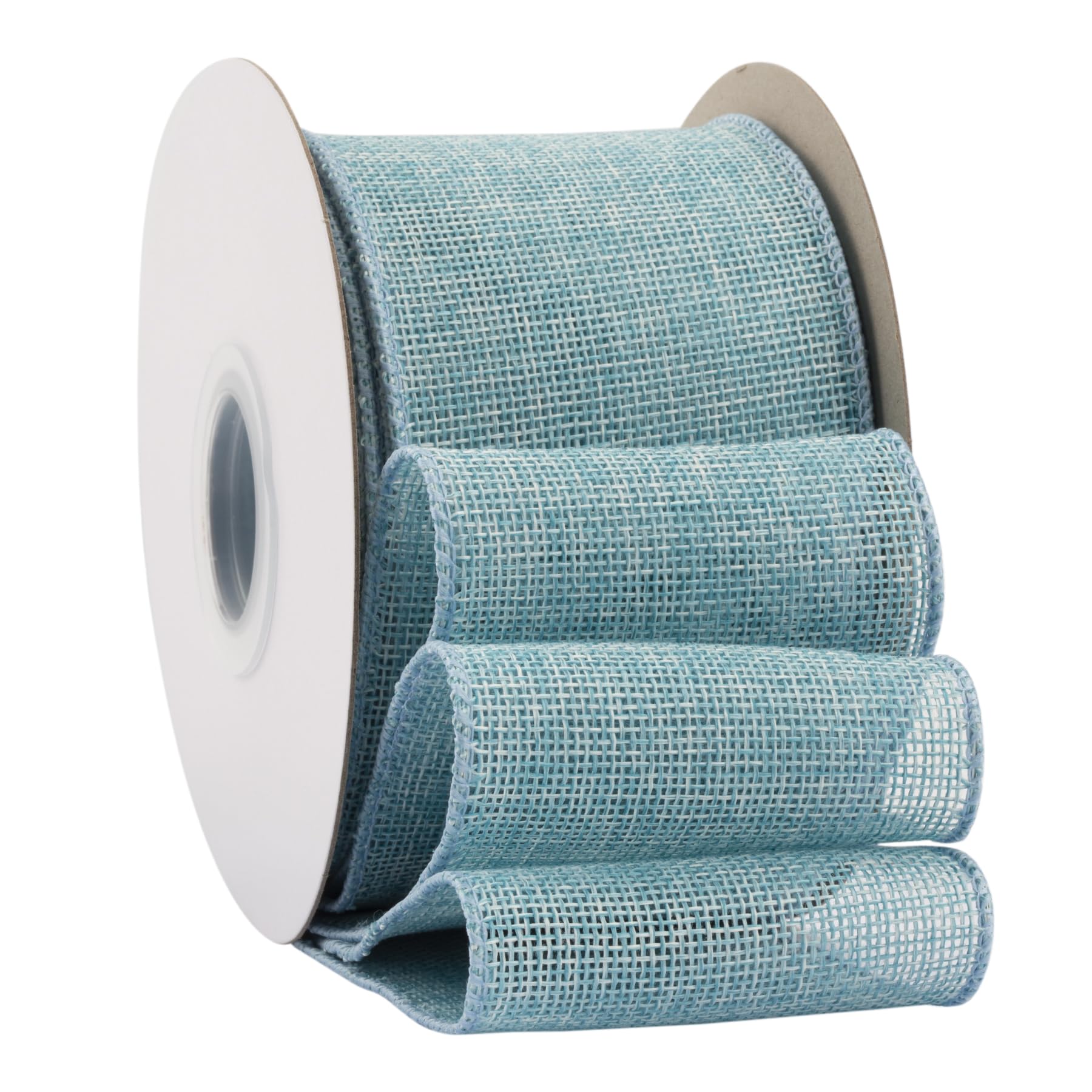Ribbonitlux Island Blue Burlap Wired Ribbon, 75mm x 18 Meters, Wired Edge Burlap Ribbon for Gift Wrapping, Big Bow, Wreath, and Christmas Tree Decoration