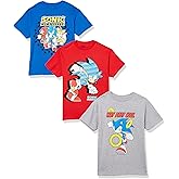 SEGA Boys Sonic The Hedgehog 3-Pack Tee Bundle, Sonic, Tails, Knuckle T Shirt, Red Heather Grey Royal