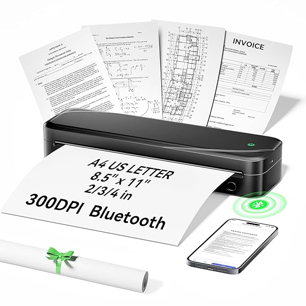 PORTABLE PRINTERS WIRELESS FOR TRAVEL, INKLESS THERMAL PRINTER...