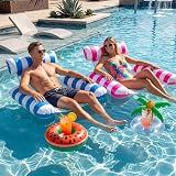 Cadoal 2 Pack Lilo Pool Inflatables 4 in 1 Water Hammock With Drink Holders view 5