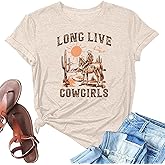 Cowboys Boots Shirts Women Long Live Western Vintage Cowgirl Graphic Tees Funny Letter Print Country Music Tshirt