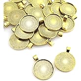 Lind Kitchen 25pcs Round Bezel Pendant Trays Setting Cabochon Blank Base for DIY Crafting Photo Jewelry Findings Making Accessories 25mm