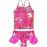 WhizBuzz Girls Tankini Swimsuit Two Piece Bathing Suits Set Spaghetti Straps with Ruffled Hem Summer UPF 50+ Bikini Swimwear