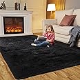 EasyJoy Super Soft Black 4x6 Feet Fluffy Area Rug for Living Room, Bedroom, Nursery & Playroom