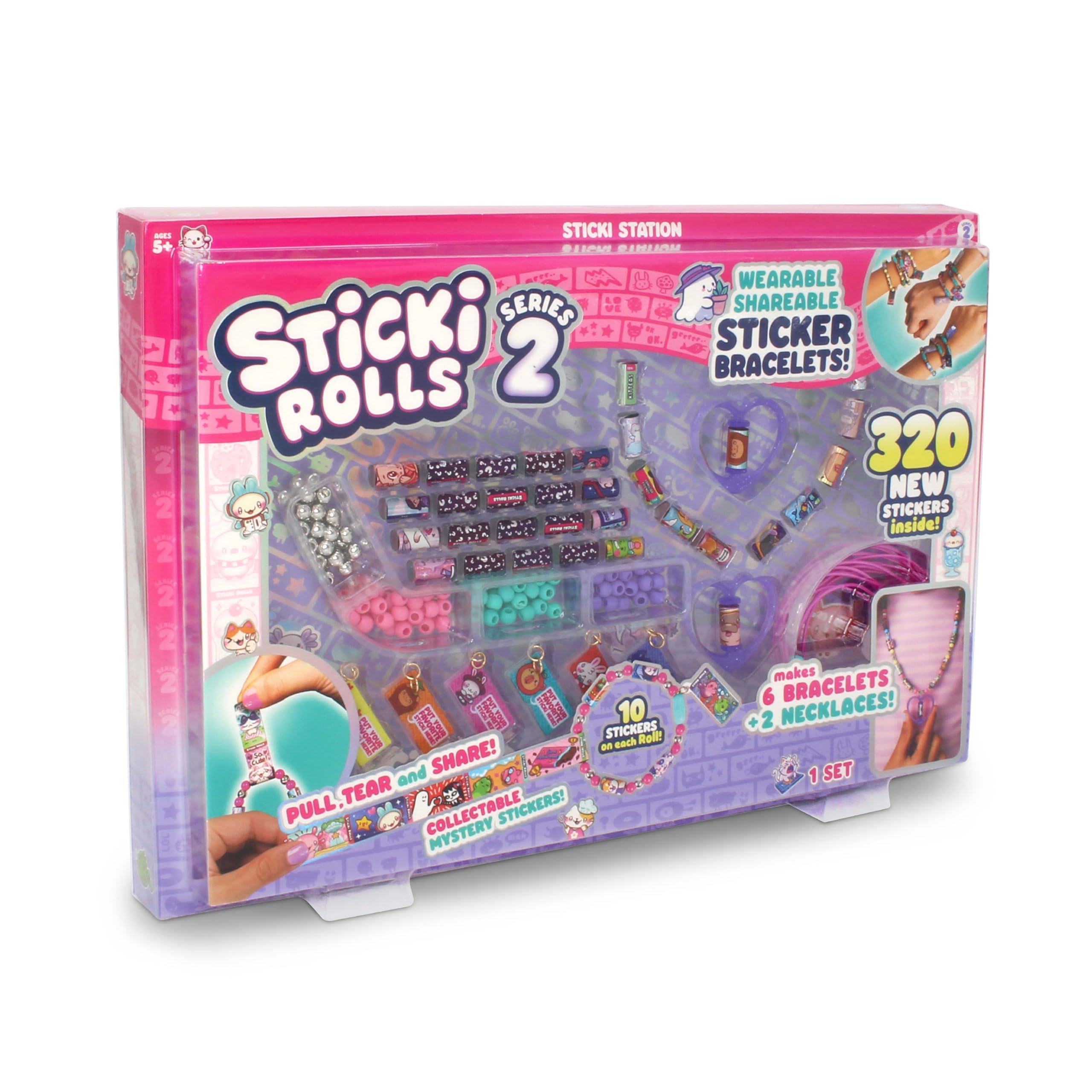 STICKI ROLLS Sky Castle Sticki Station S2, Wearable Shareable Stickers, Ultimate DIY Sticker Jewellery Kit, Bracelets and Necklaces, Petit